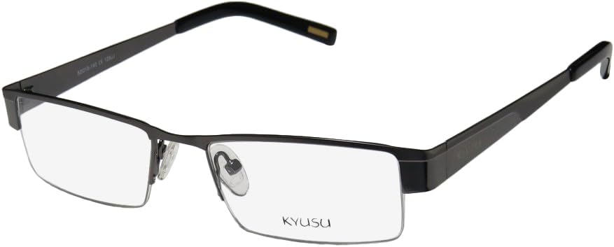 Kyusu1122 Mens/Womens Designer Half-rim Spectacular Half-rimless Eyeglasses/Glasses (52-18-140, Gunmetal/Gray)