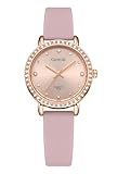 RUYEOOK Orologio da donna al quarzo con cristalli e lunetta con strass, display analogico, cinturino in silicone, impermeabile, orologio da polso per infermiere, G709-rosa, Casual