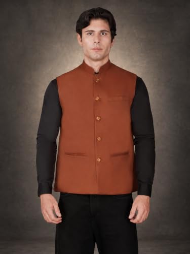 Image of Vastraa Fusion Bandi Modi Koti, Nehru Jacket for Men, Cotton Waistcoat for All Occasion: Diwali, Wedding, Ethnic, Office Party, Formal & casual Look