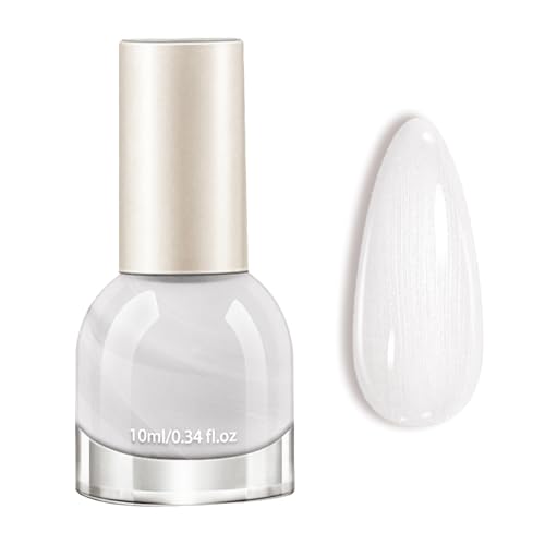 White Nail Polish - Pearl Nail Varnish - Quick Drying, Long Lasting & No Lamp Needed Polish - Oil-Based White Varnish For Woman & Girls Summer Nail Art