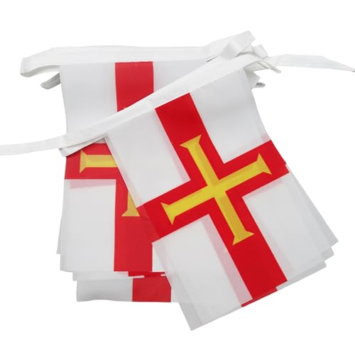 Image of AZ FLAG Guernsey 6 meters BUNTING Flag 20 flags 9'' x 6'' - British STRING flags 15 x 21 cm
