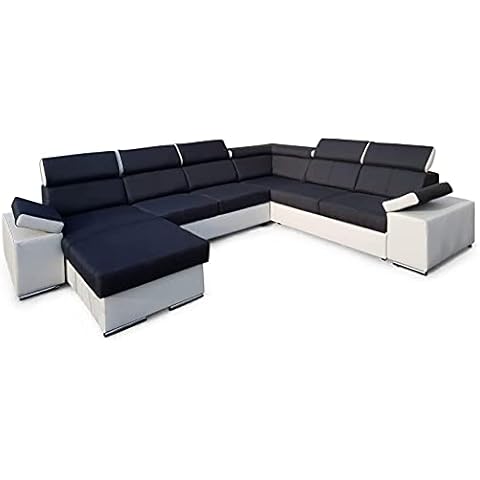 all4all Ecksofa mit Schlaffunktion Ariva Pano Bettkasten Wohnlandschaft Groß XXL Sofa Gewebe Kunstleder Schwarz Grau 19 Cover