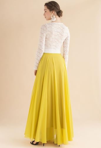 Image of Women's Full Length Georgette Long Skirt- Lehenga with 8 Meters Maxi Flare