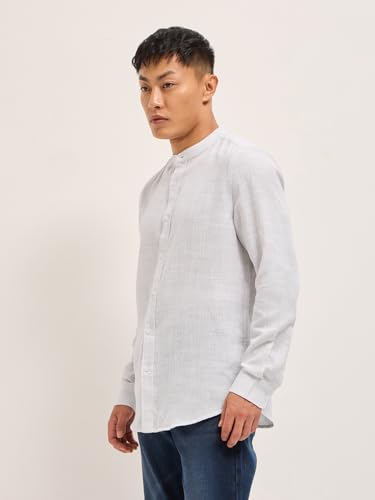 Image of THE Bear House Men's Cotton Solid Slim Fit Shirt Grey