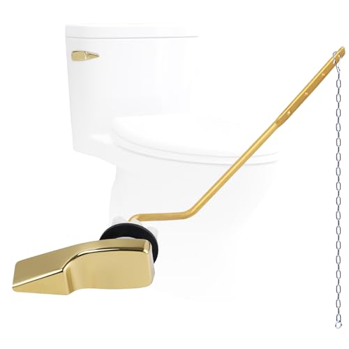 Image of Universal Side Mount Metal Toilet Handle Replacement Kit Compatible with American Standard /Mansfield /Gerber /TOTO /Kohler Toilet, Toilet Tank Flusher Lever with Flapper Chain, Shiny Gold | Compatible with American Standard /Mansfield /Gerber /TOTO /Kohler Toilet, Toilet Tank Flusher Lever with Flapper Chain