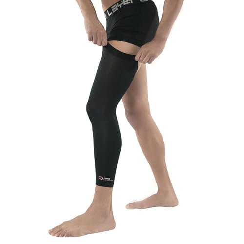 Image of Copper Compression Leg Compression Sleeve - Copper Infused Knee Stabilizer Brace for Running, Meniscus Tear, ACL, MCL, Arthritis, Joint Pain Relief - Thigh & Calf Support for Men & Women - Black - S 2 Pack