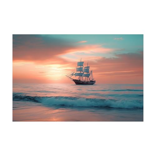 WIKEO Playa Cuadros para Salon Pintura de paisajes oceánicos Foto con Lienzo Canvas Laminas Cuadro Dormitorio Decoracion Hogar Pared Quadro - Mar - Verano（Rosa-30x40cm Sin marco
