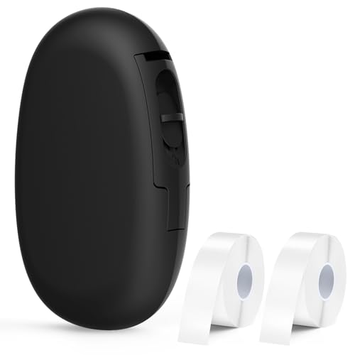 SUPVAN Label Maker E10 Black with 2 Rolls White Continuous Label