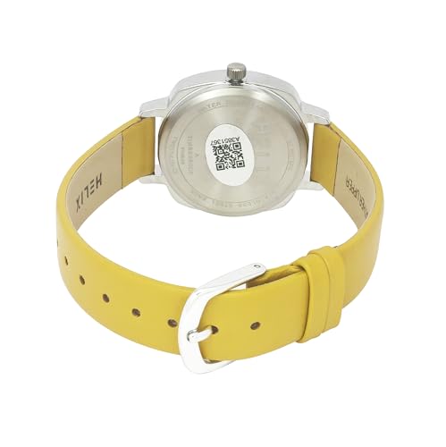 Image of Helix By Timex Beige /Yellow Square Analog Watches for Women | Quartz Movement Leather Strap Ladies Watches | Upto 30 m Water Resistance with Buckle Closure | Gift for Women TW057HL00