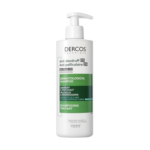 Vichy Champú Anticaspa, Cabellos Grasos, Elimina la Caspa y Reduce los Picores, Cuero Cabelludo Limpio y Sano, Doble Eficacia, Unisex, Dercos Technique, 390 ml
