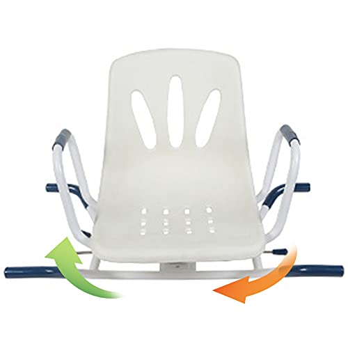 Silla de ducha giratoria de 360° con brazos y respaldo para ancianos y discapacitados, capacidad de carga de 150 kg, taburete de baño seguro para mayor comodidad y estabilidad en la bañera