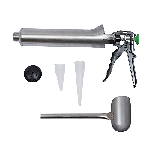 Mortar Pointing Grouting Gun Grouting Tool Caulking Guns Stainless Steel Building Hand Caulking Guns w/ 2 Nozzle (Black)