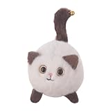 awakentti Kids Keychains, Clockwork Windup Cat Toy with Pull String, Kawaii Car Keychain Accessories, Plush Keychain, White, 4.72x2.76x2.76 inches