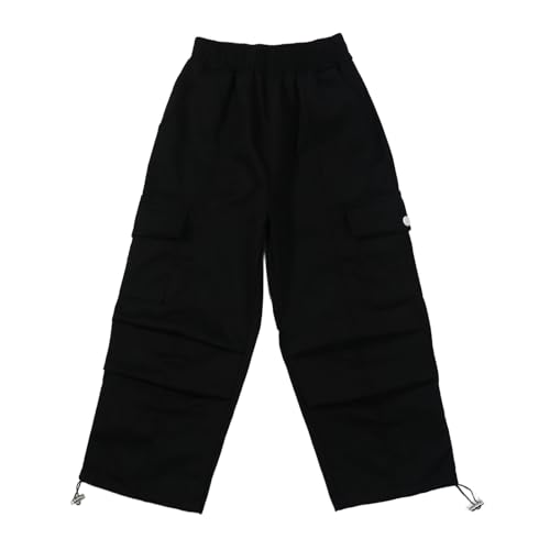 Boys Baggy Cargo Pants Casual Loose Fit Parachute Pant Fashion Harem Joggers Sweatpants with Pockets 4-5 Years 15 Black2