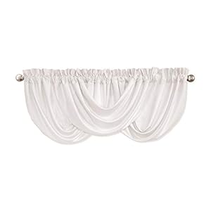 Lush Decor Lucia Elegant Waterfall Valance for Living Room Kitchen and Bedroom Soft Polyester Window Curtain Single White 42W x 18L