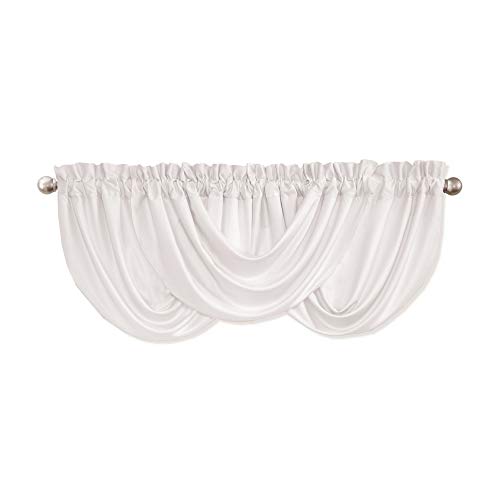 Lush Decor Lucia Elegant Waterfall Valance for Living Room Kitchen, and Bedroom, Soft Polyester Window Curtain, Single -White (42"W x 18"L) by Lush Decor - Image 3