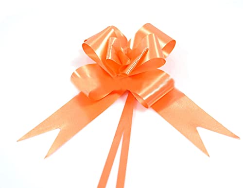 10pcs Orange 50mm/5cm Large Ribbon Pull Bows for Party Wall, Gift Wraps, Christmas Trees, Wedding, Birthday Hampers Decoration Florist Pullbows