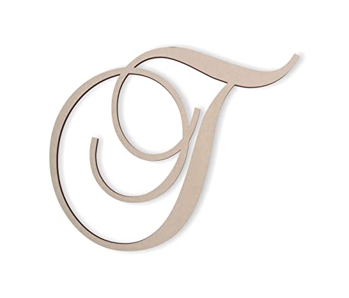 Wooden Letter T, Wooden Monogram Wall Hanging, Large Wooden Letters, Cursive Wood Letter