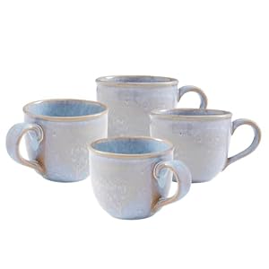 Portmeirion Minerals Mug Aquamarine Set of 4 | 12oz Ceramic Mug made from Stoneware | Dishwasher, Microwave, Freezer, and Oven Safe | Perfect for Tea, Expresso, Latte | For Kitchen or Cafe