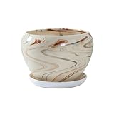 RYUQW3RE Pflanztöpfe Keramik-Blumentopf mit Untersetzer for Wohnzimmer, Orchideen, Kakteen, Zimmer- und Gartenpflanzen(L)