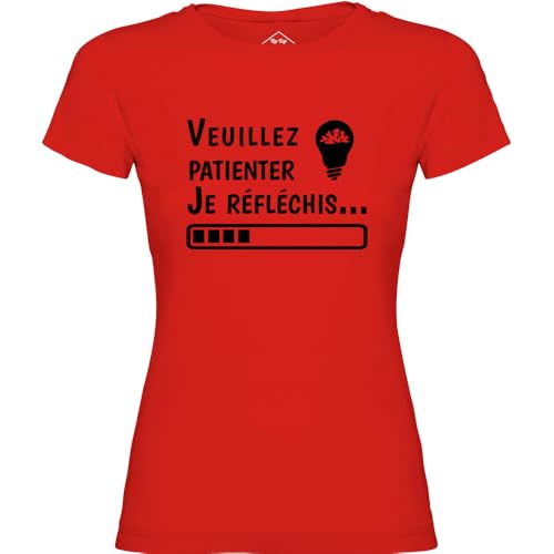 T-Shirt Femme Veuillez Patienter haut rouge humoristique
