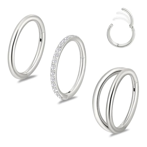 limerencia Nose Rings for Women Men - 3PCS Titanium Nose Ring Hoop Set