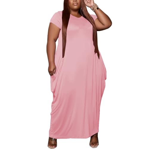 Women's Plus Size Casual Maxi Dresses Summer Suspender Beach Dress Sundress with Pockets3