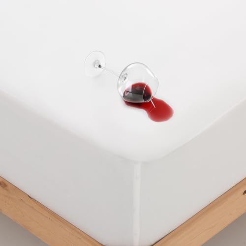 Protector de colchón Impermeable, Transpirable y Anti Ácaros. Sábana Bajera 100% algodón. Fabricado en España. Medidas: 150x190/200, Altura Ajustable 30 cms con Goma elástica en el Contorno.