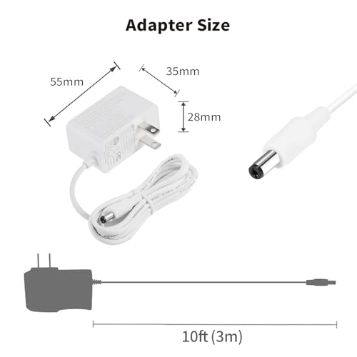 Tonton 10FT/3M Replacement 9V Power Supply Compatible with TP Link Tapo Camera C100 C200 C210 C310 C320WS C100/A TC70 CCTV Smart Security Camera AC/DC Adapter Cord T090060-2B1 Replacement Charger
