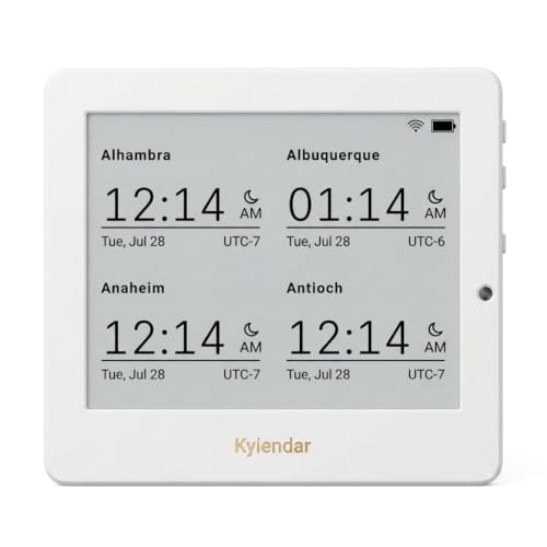 Kylendar Mini 4.2" Wi-Fi E-Paper Digital Calendar, Smart Desk Clock - White