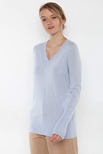 Image of JENNIE LIU Women's 100% Pure Cashmere Long Sleeve Ava V Neck Pullover Sweater