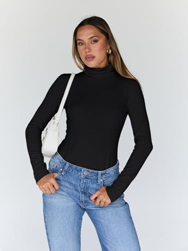 Trendy Queen Women's Turtleneck Long Sleeve Shirts Fall Fashion Basic Thermal Underwear Tops Winter Clothes 20252