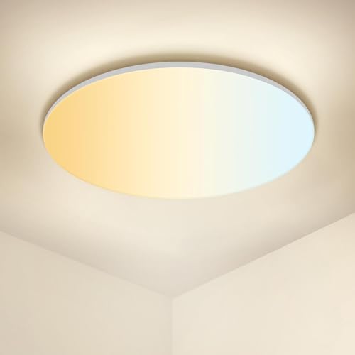 ONDTA 42W LED Deckenleuchte Dimmbar, 3000K-6500K Deckenlampe mit Fernbedienung, IP44 Wasserfest Rund Badezimmer Lampe, 4000LM Memory-funktion LED Panel für Wohnzimmer Schlafzimmer Esszimmer, Ø45cm