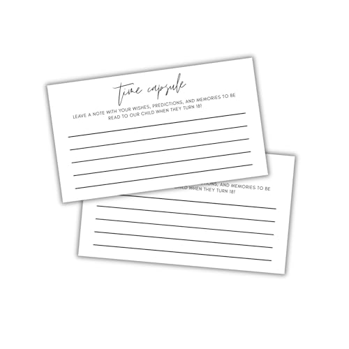 Image of Baby Shower Time Capsule Card 50pk 2x3.5 inch Blank Fill In Note Card for Box Kit Game Advice for New Moms Gift Tags Belly Raffle