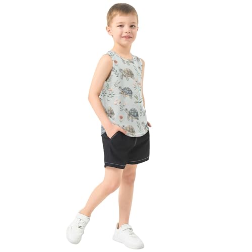 Sweet Water Turtle Reptile Grey Children Tank Tops Sleeveless Kids Vest Boys Summer Top for Running Hiking Biking 3T4