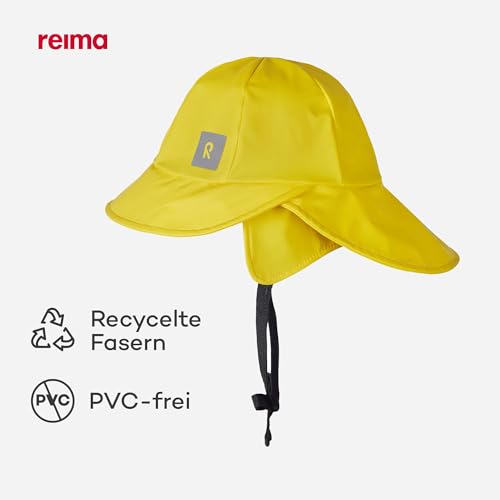 Reima - Rainy Regenhut für Kinder - wasserdichter Kinder Regenhut mit Ohrenschützern, Nackenschutz, verschweißten Nähten, leichtem Polyester, reflektierenden Details, maschinenwaschbar, Yellow, 054