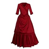 Fortunehouse Women's Victorian Gothic Red Bustle Gown Dress Vampire Mina Harker Cosplay Costume (XXL)