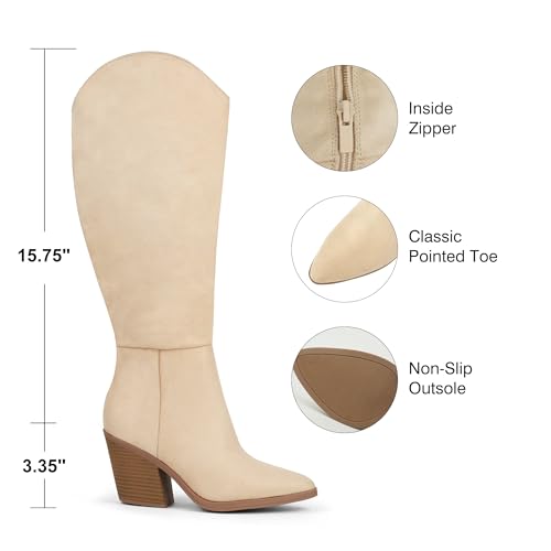 Hawkwell Women's Knee Thigh High Chunky Block Heel Boots Pointed Toe Classic Dress Boots4