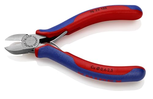 Alicates Knipex 76 22 125 de corte diagonal con mango de plástico azul y rojo 4