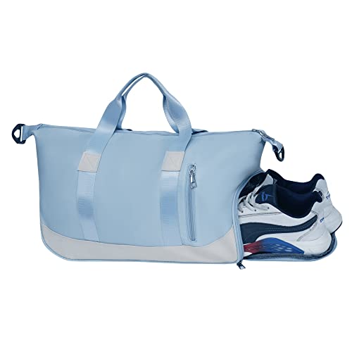 Image of Furn Aspire Gym Bag for Women and Men Durable Training Fitness Travel Duffel Handbag with Shoes Compartment and Wet Pocket Lightweight Gymbag (E). Light Blue