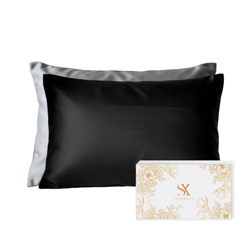 100% Mulberry Silk Pillowcase for Hair and Skin, Luxury Double
