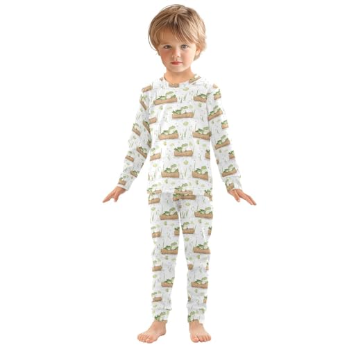 ALAZA Crocodile Cartoon White Pajamas Long Sleeve Sleepwear 2-Piece Pajama Set3