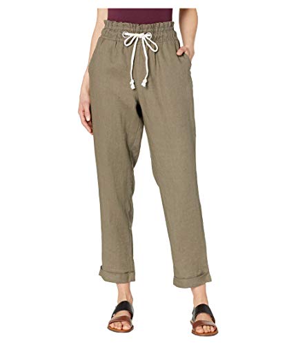 Vince Camuto Slim Leg Pull-On Drawstring Linen Cuffed Pants Dusty Sage LG 28