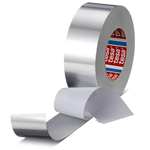 Aluminiumband - Tesa 60672 - Metallisches Dichtband Für Hohe Und Niedrige Temperaturen, Wasser- Und Dampfdicht, Gasbeständig, Robust, Geeignet Für Dauerhafte Reparaturen (50 mm x 25 m)