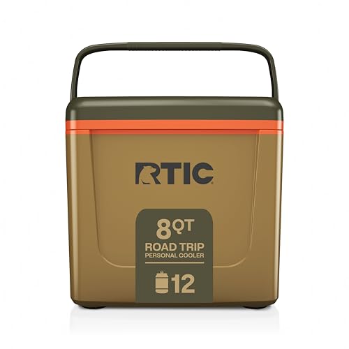 RTIC 8 QT Road Trip Personal Cooler, Small, Compact, Insulated, Portable Ice Chest Box for Food, Drink, Beverage, Beach, Camping, Picnic, Fishing, Boat, 12-Can Capacity, Trailblazer