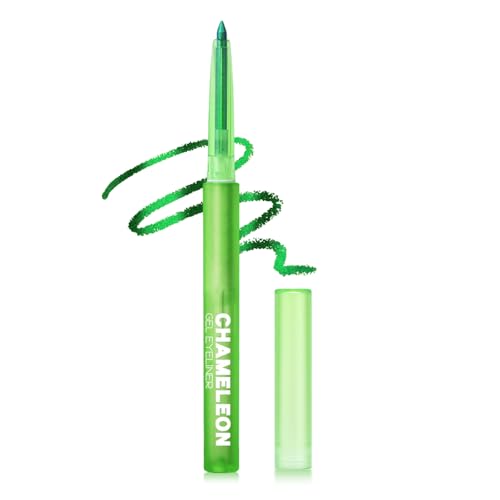 Erinde Lapiz de Ojos Camaleón Verde, Delineador de Ojos Waterproof, Alta Pigmentación Brillo, Duradero 24h & Resistente al Agua, Luminosidad Variable según el Ángulo #03