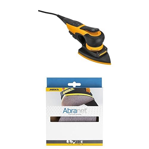 Mirka DEOS II 663 Ponceuse Delta 300 W Ponceuse triangulaire à faible vibration et Abranet Bande abrasive filet delta 100 x 152 x 152 mm P120 Granulométrie