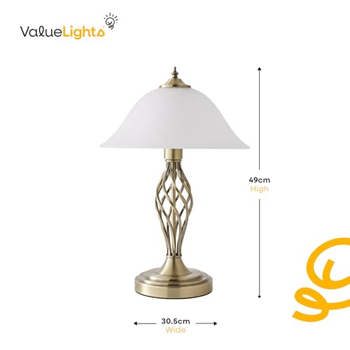 MiniSun | Antique Brass Barley Twist Table Lamp with a Frosted Alabaster Shade | Table Lamps, Home Décor & Improvement Essential - Image 5