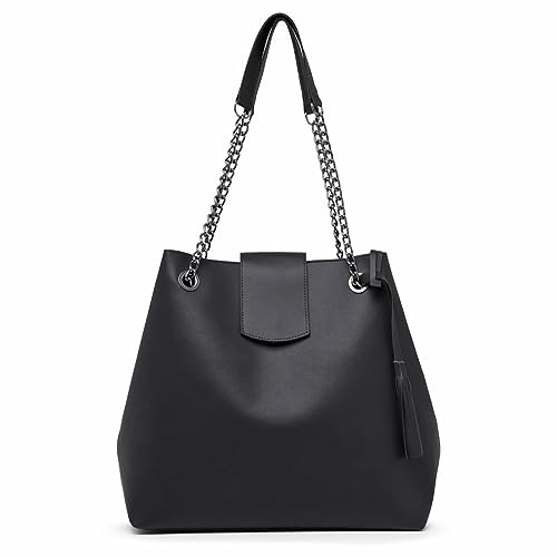 Bolsa Saco Sacola Grande Feminina Alça Corrente Necessaire CM SHOES Preta