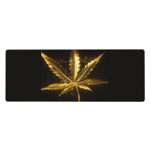 Tapis de souris d'ordinateur Golden Cannabis en caoutchouc extra large pour PC